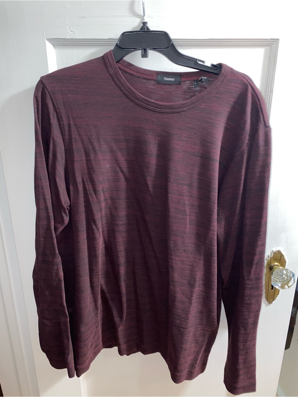 Theory Men's Long-Sleeve Crewneck Tee - Maroon